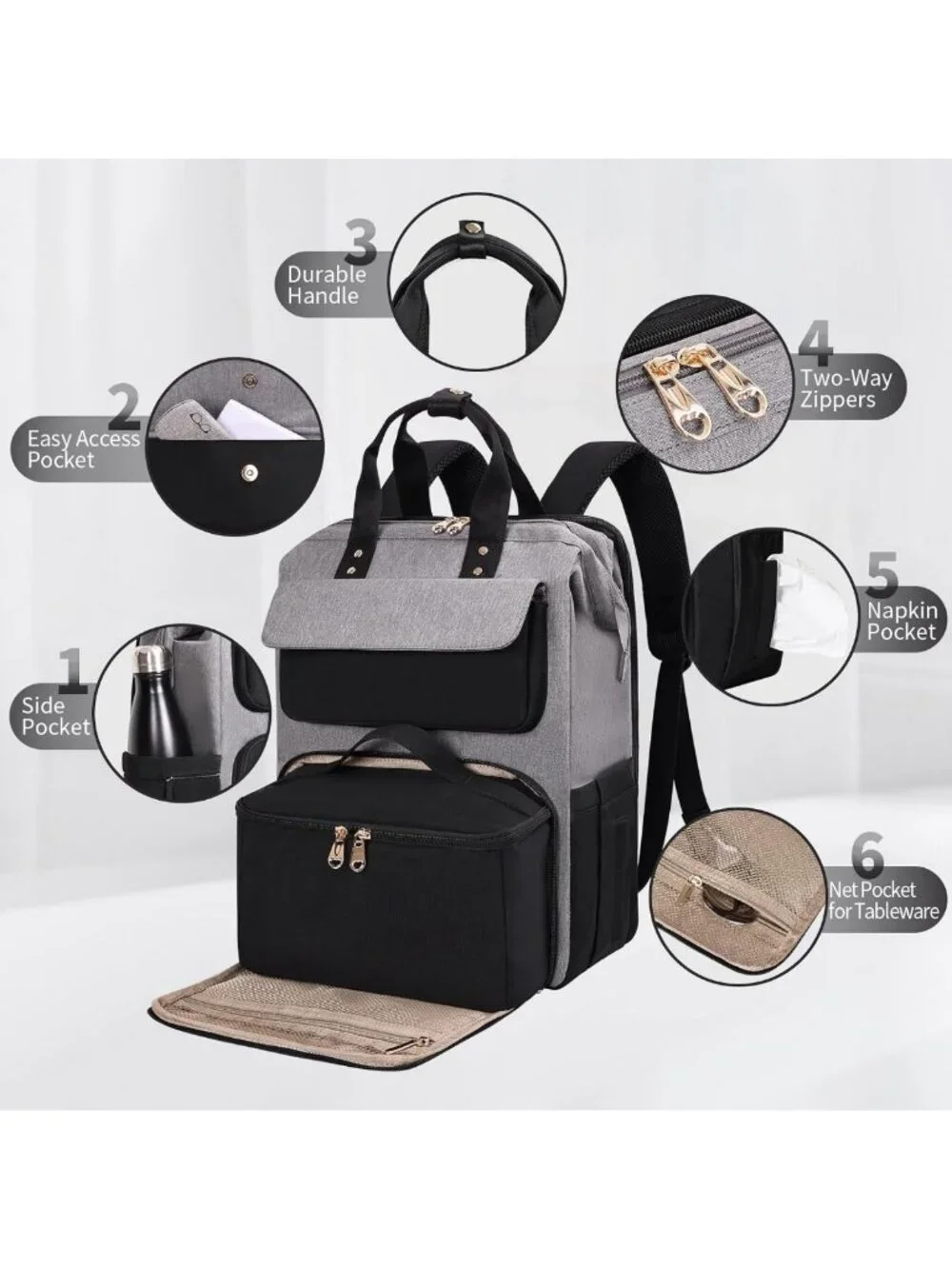 Stylish Insulated Lunch Backpack for Women, 17.3